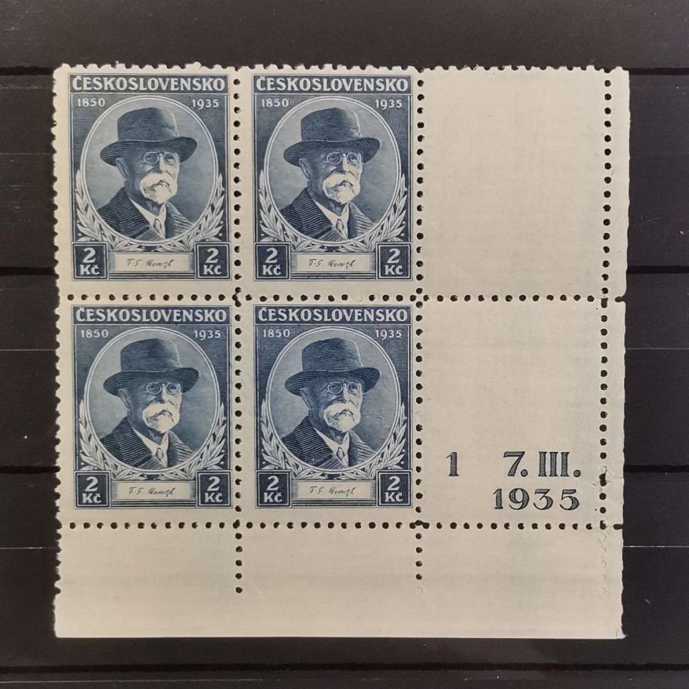 Bloque de cuatro de esquina Checoslovaquia, 2 Kč, Mi.334, MNH** 