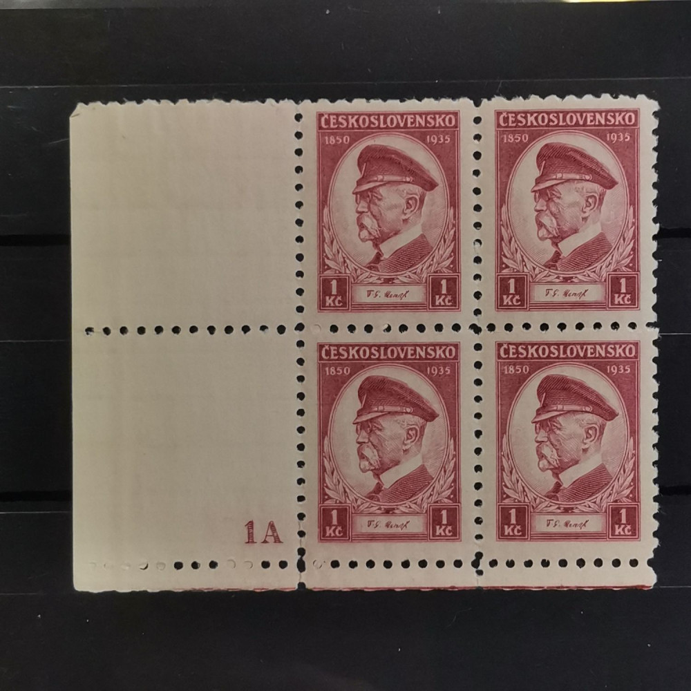 Quadra de canto Tchecoslováquia, 1 Kč, Mi.333, MH* 