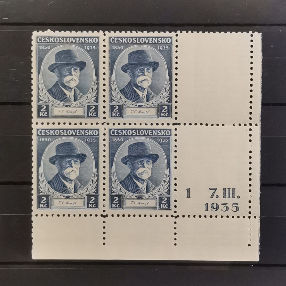 Quadra de canto Tchecoslováquia, 2 Kč, Mi.334, MH* 