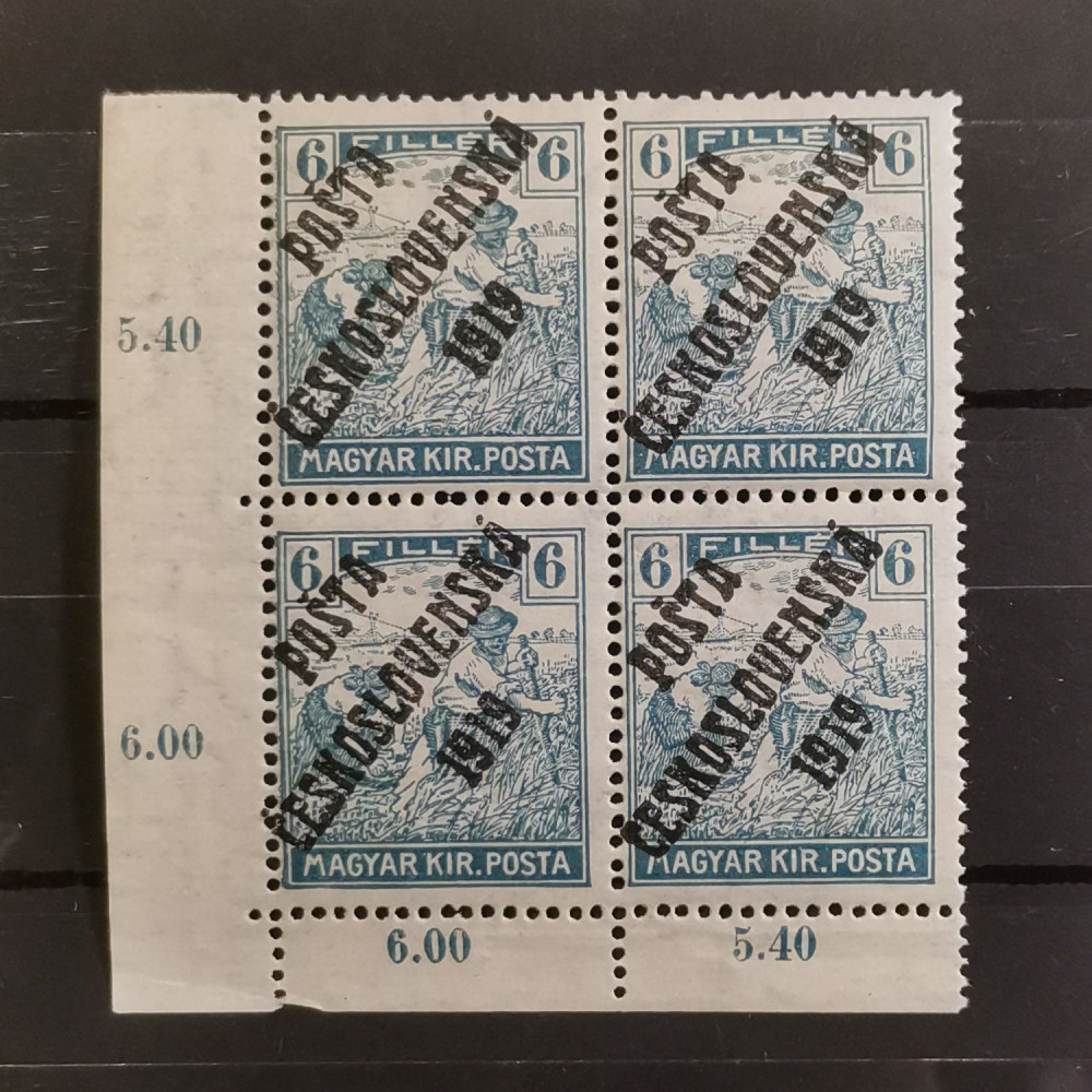 Viererblock Tschechoslowakie PČ 1919 , 6f, Mi.123** 