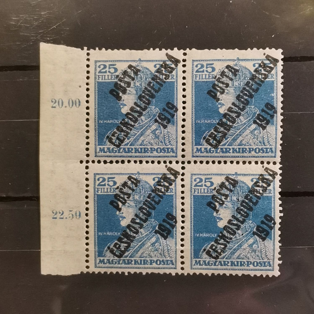 Viererblock Tschechoslowakie PČ 1919 , 25f, Mi.140** 
