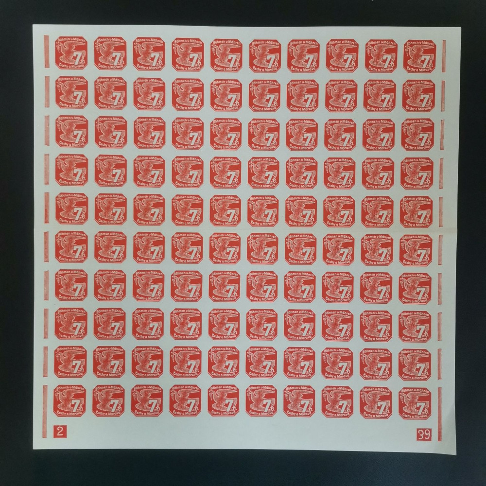 Folha completa Protetorado da Boêmia e Morávia, 7H, Mi.44, MNH** 