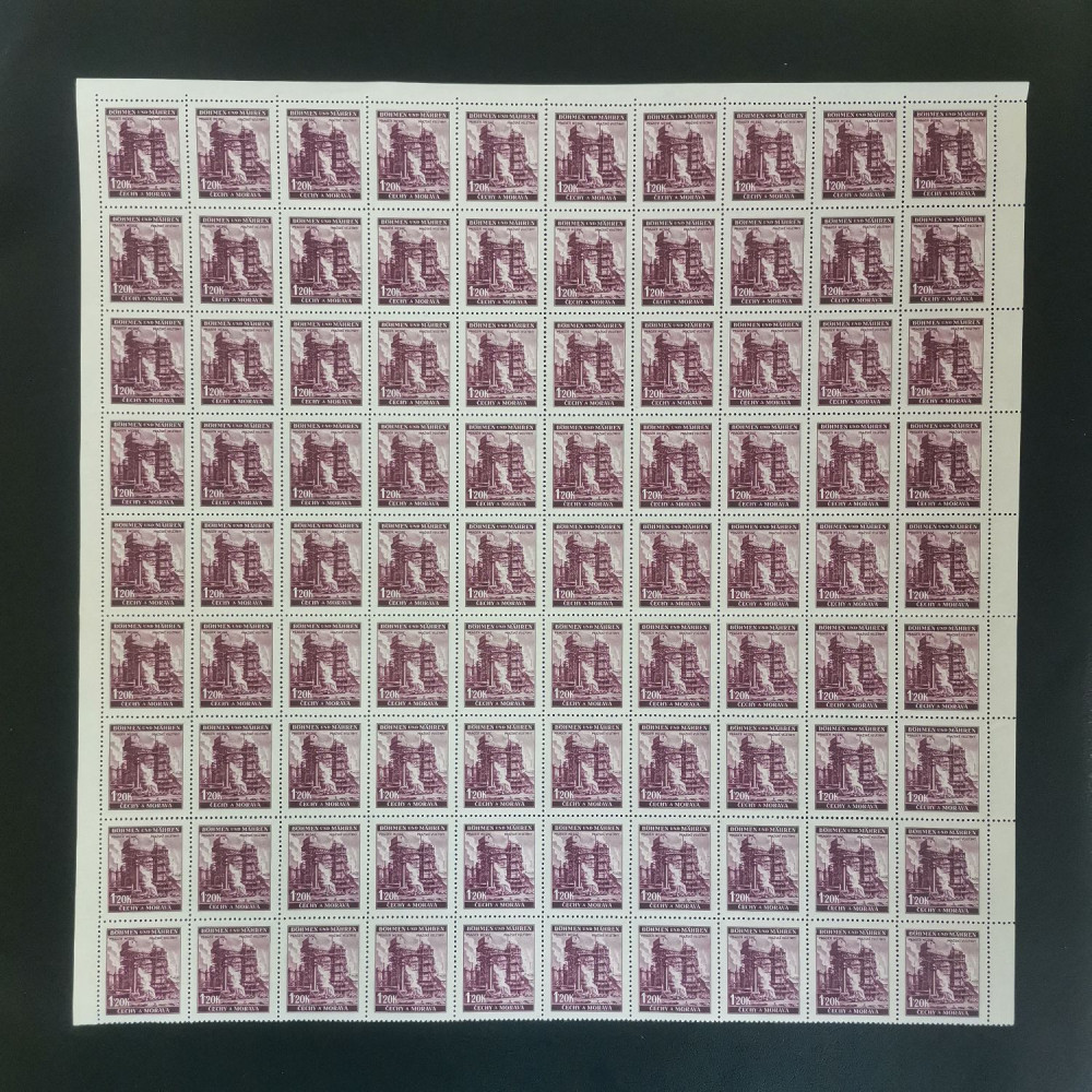 Pliego completo Protectorado de Bohemia y Moravia, 1.20K, Mi.77, MNH** 