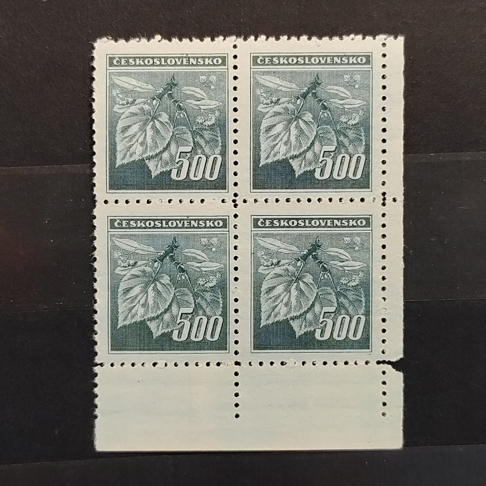 Bloque de cuatro Checoslovaquia, 500 h, Mi.432, MNH** 