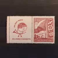 Známka s kupóny ČSR, 2,40 Kčs, Pof.448** 