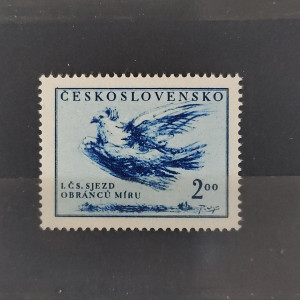 1. československý sjezd obrázců míru - 2 Kčs modrá