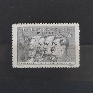 30. výročí založení KSČ - Marx, Engels, Lenin, Stalin