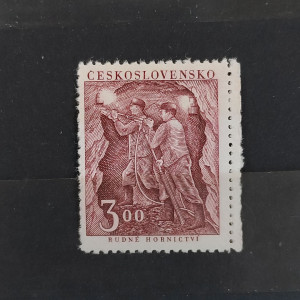 Den horníků - 3 Kčs hnědofialová