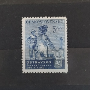 Den horníků - 5 Kčs tmavomodrá
