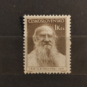 125. výročí narození L. N. Tolstého - 1 Kčs hnědá