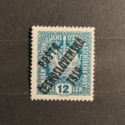 Známka ČSR PČ 1919 , 12h, Pof.37*, I. typ přetisku Známka ČSR PČ 1919 , 12h, Pof.37*, I. typ přetisku