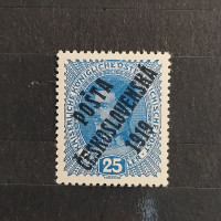 Známka ČSR PČ 1919 , 25h, Pof.40**, II. typ přetisku 