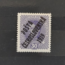 Sello Checoslovaquia PČ 1919 , 30h, Mi.66, MH* 