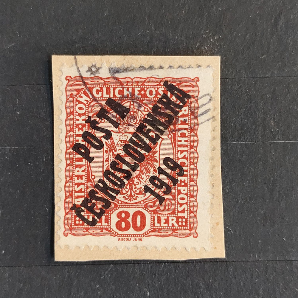 Recorte Checoslovaquia PČ 1919 , 80h, Mi.48, usado# 