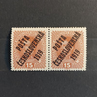 Block of 2 Czechoslovakia PČ 1919 , 15h, Mi.63, MNH** 