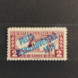 Známka ČSR, 2h, Pof.57B*, III. typ přetisku Známka ČSR, 2h, Pof.57B*, III. typ přetisku