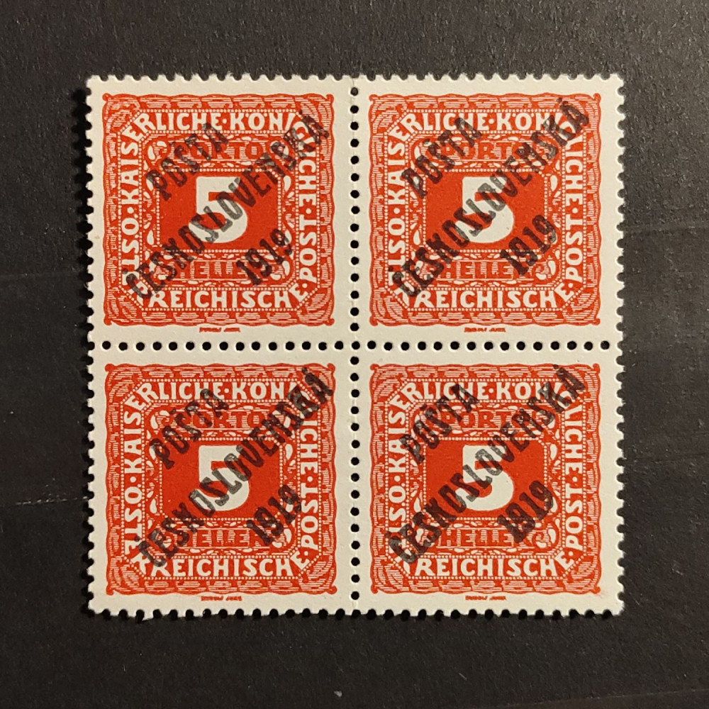 Viererblock Tschechoslowakie PČ 1919 , 5h, Mi.81** 