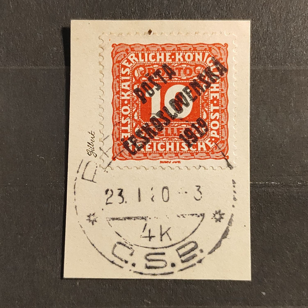 Recorte Tchecoslováquia PČ 1919 , 10h, Mi.82, usado# 