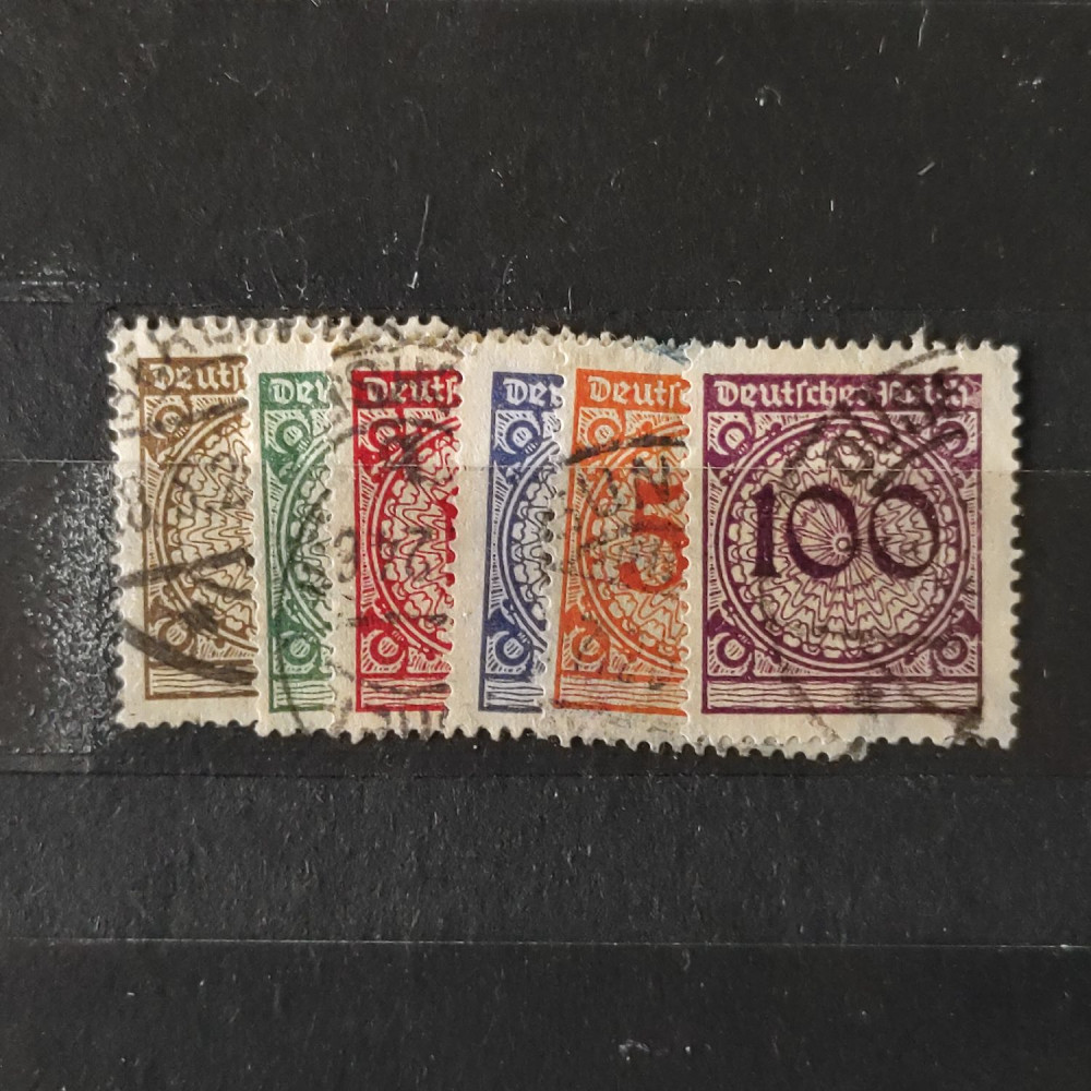 Serie Imperio Alemán (Deutsches Reich), 3Pfg.-100Pfg., Mi.338-343, usado# 