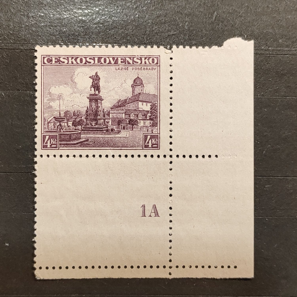 Sello con marca de plancha Checoslovaquia, 4 Kč, Mi.357, (*)(*) 