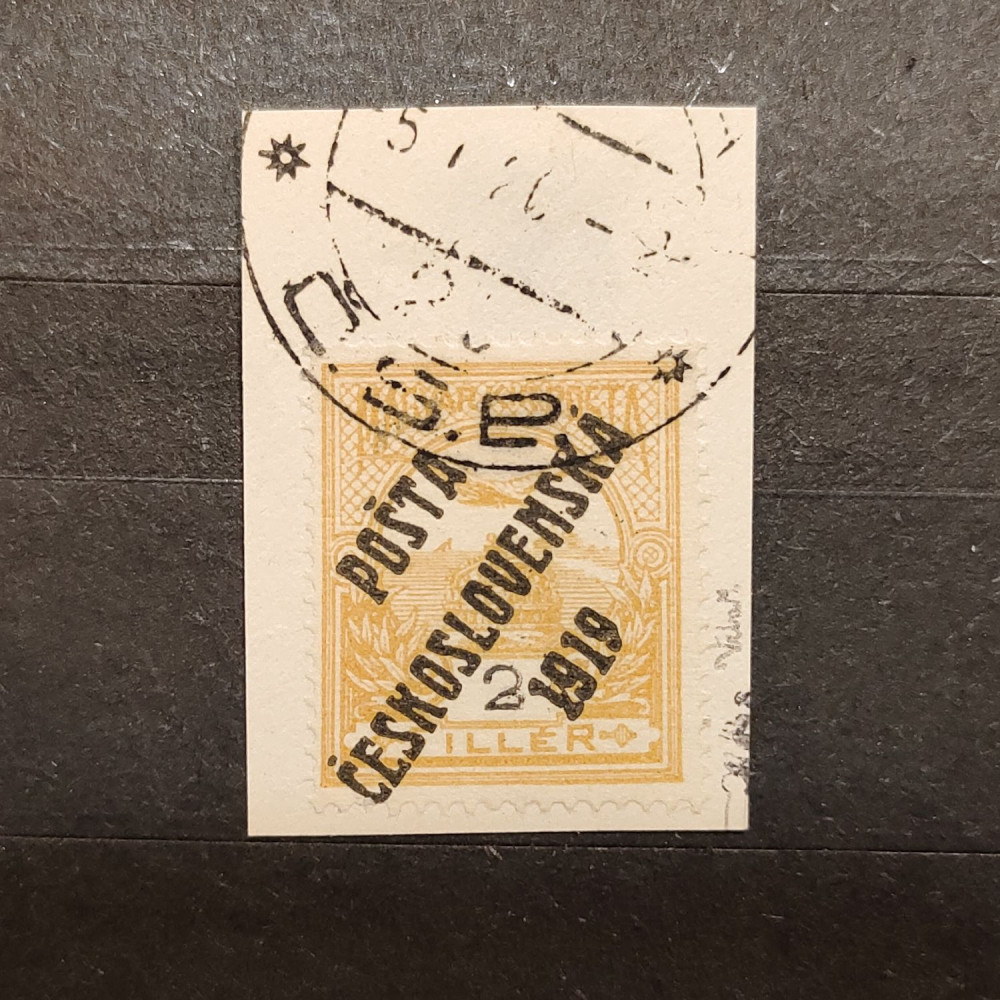 Recorte Checoslovaquia PČ 1919 , 2f, Mi.105, usado# 
