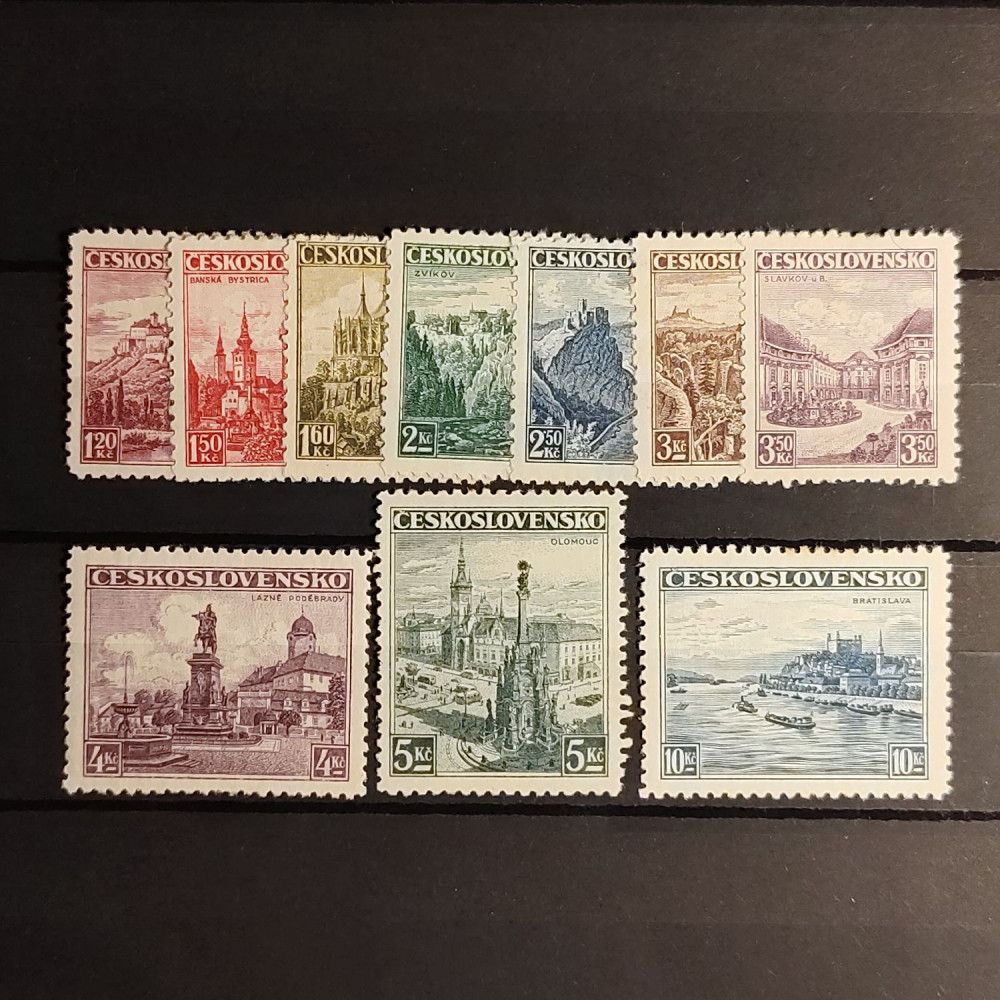 Satz Tschechoslowakie, 1,20 Kč-10 Kč, Mi.351-359* Satz Tschechoslowakie, 1,20 Kč-10 Kč, Mi.351-359*
