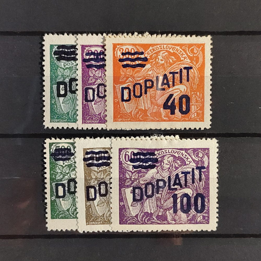 Set Czechoslovakia, 30/100h-100/600h, Mi.41-46, MH* 