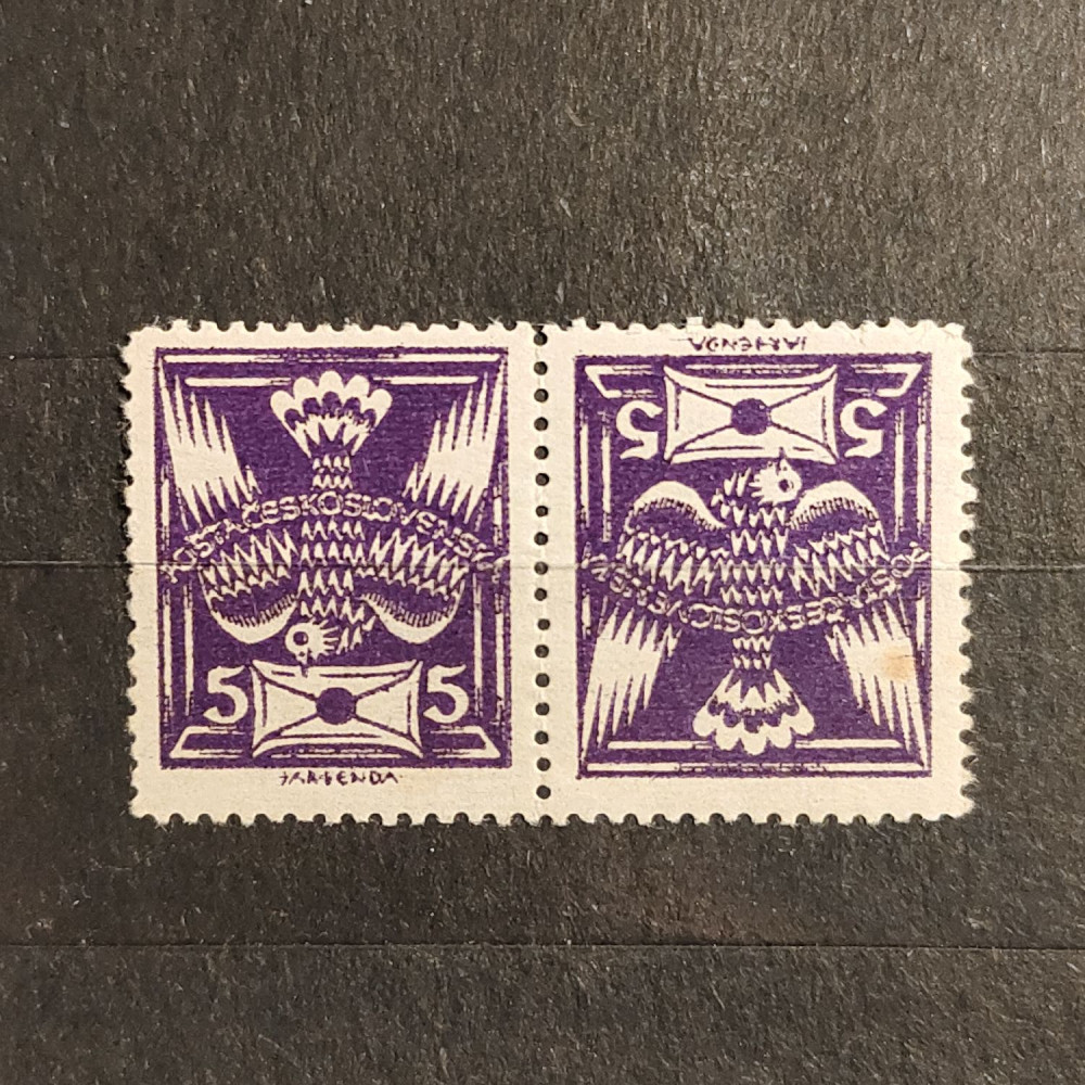 Kehrdruckpaar Tschechoslowakie, 5h, Mi.163 B K** 