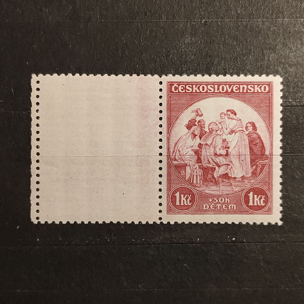 Sello con viñetas Checoslovaquia, 1 Kč + 50h, Mi.343, MNH** 