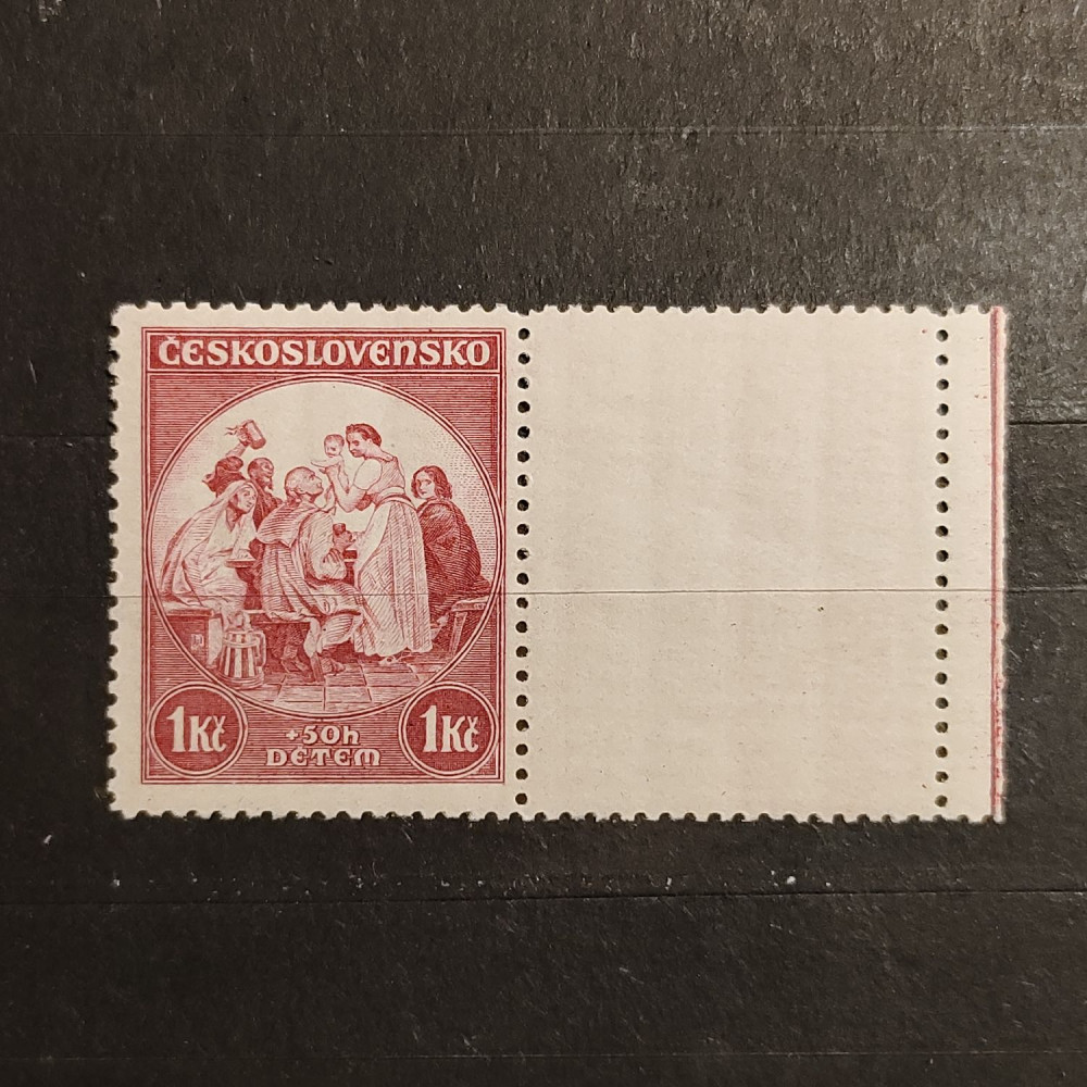 Selo com vinhetas Tchecoslováquia, 1 Kč + 50h, Mi.343, MNH** 