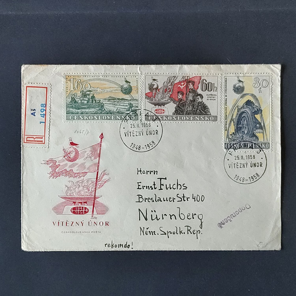 FDC Tchecoslováquia, 30h-1,60Kčs, Mi.1065-1067, usado# 