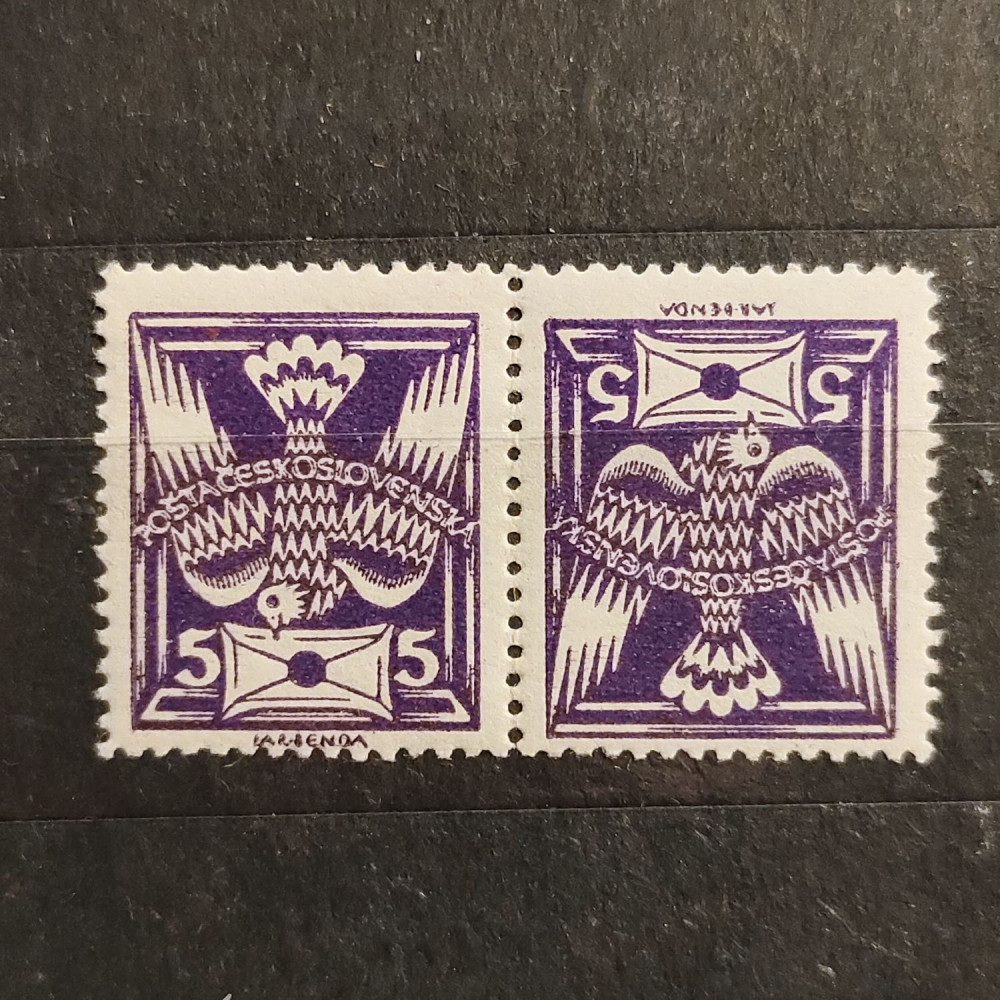 Par tête-bêche Tchecoslováquia, 5h, Mi.163 B K, MH* 