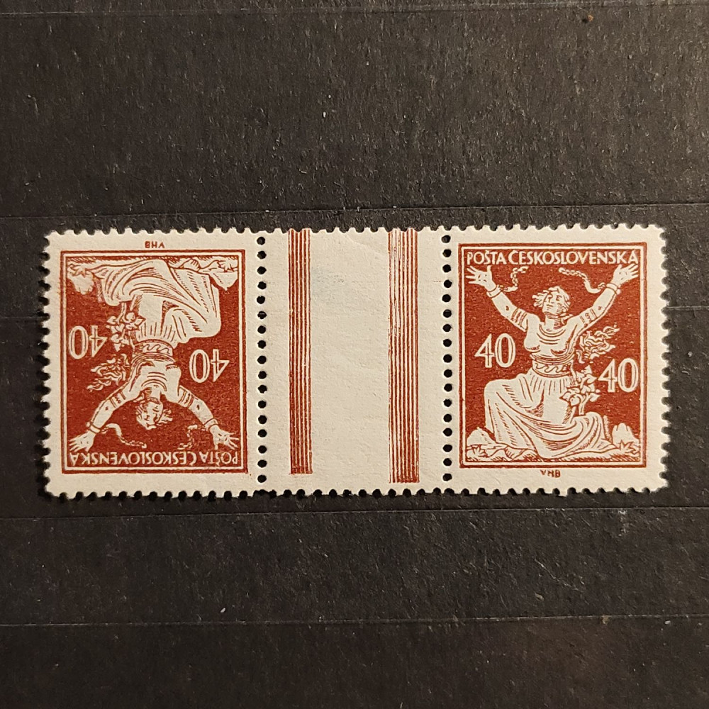 Par tête-bêche Tchecoslováquia, 40h, Mi.173 B KZ, MNH** 