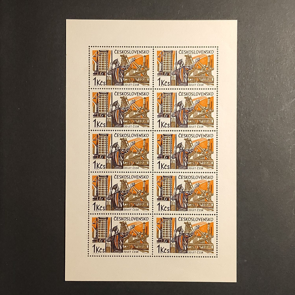 Bloco de dez Tchecoslováquia, 1Kčs, , MNH** 