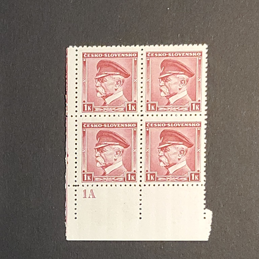 Quadra de canto Tchecoslováquia, 1 K, Mi.406, MNH** 