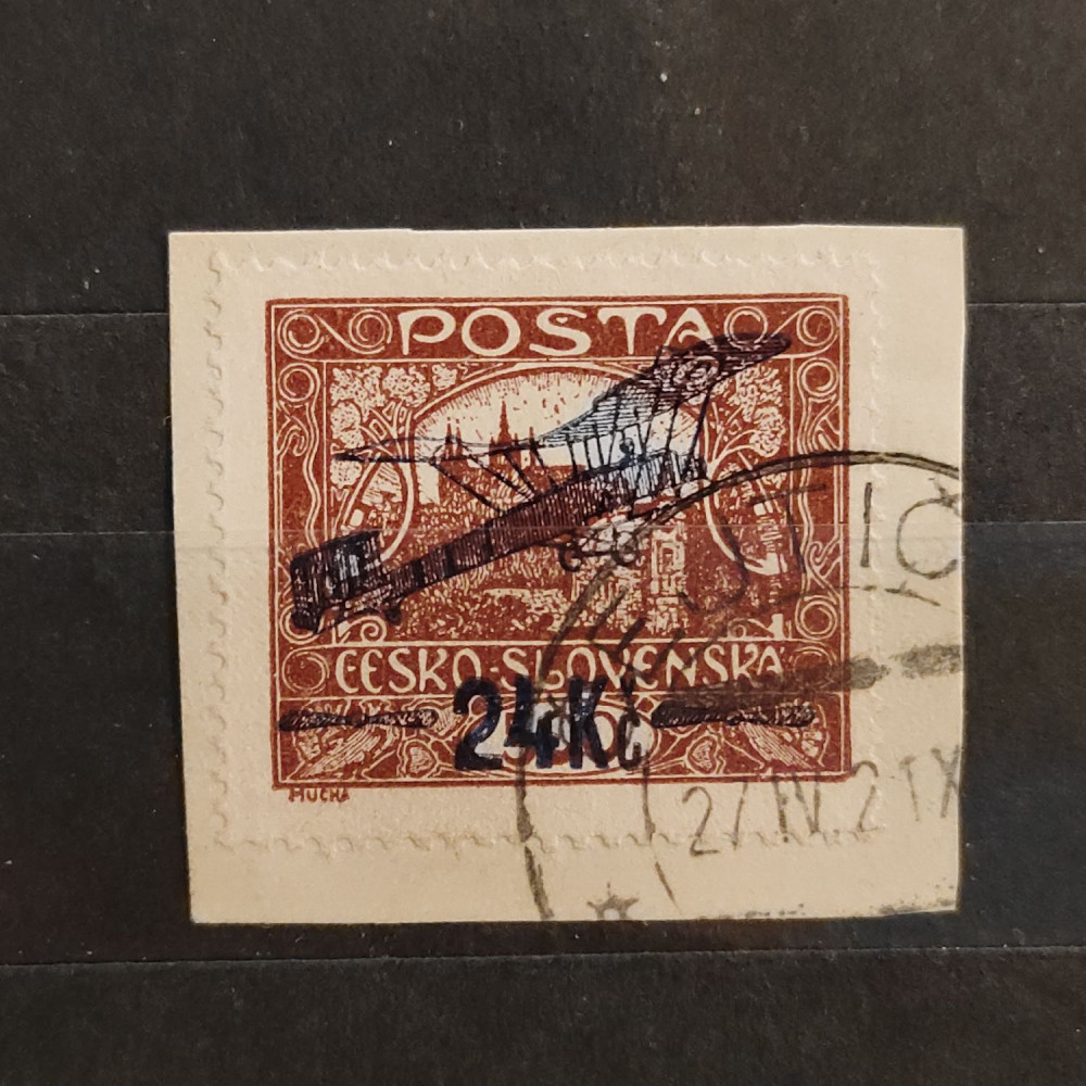 Recorte Tchecoslováquia, 24 Kč / 500h, Mi.193B, usado# 