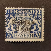 Stamp Bavaria, Mi.D35y (SG O220), MH, 20 Pf