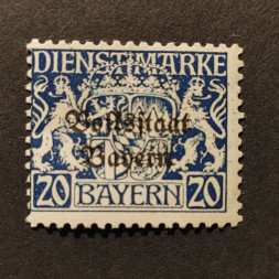 Sello Baviera, Mi.D35y (SG O220), MH, 20 Pf