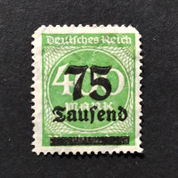 Briefmarke Deutsches Reich, Mi.287 (SG  )(*), 75/400T.Mk./Mk.