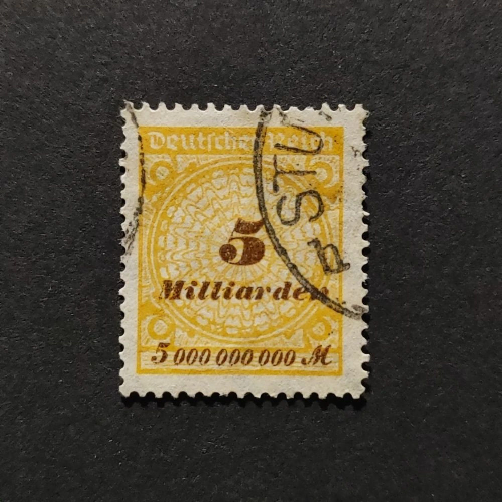 Selo Reich Alemão, Mi.327 (SG  ), Usado #, 5Bi.Mk.