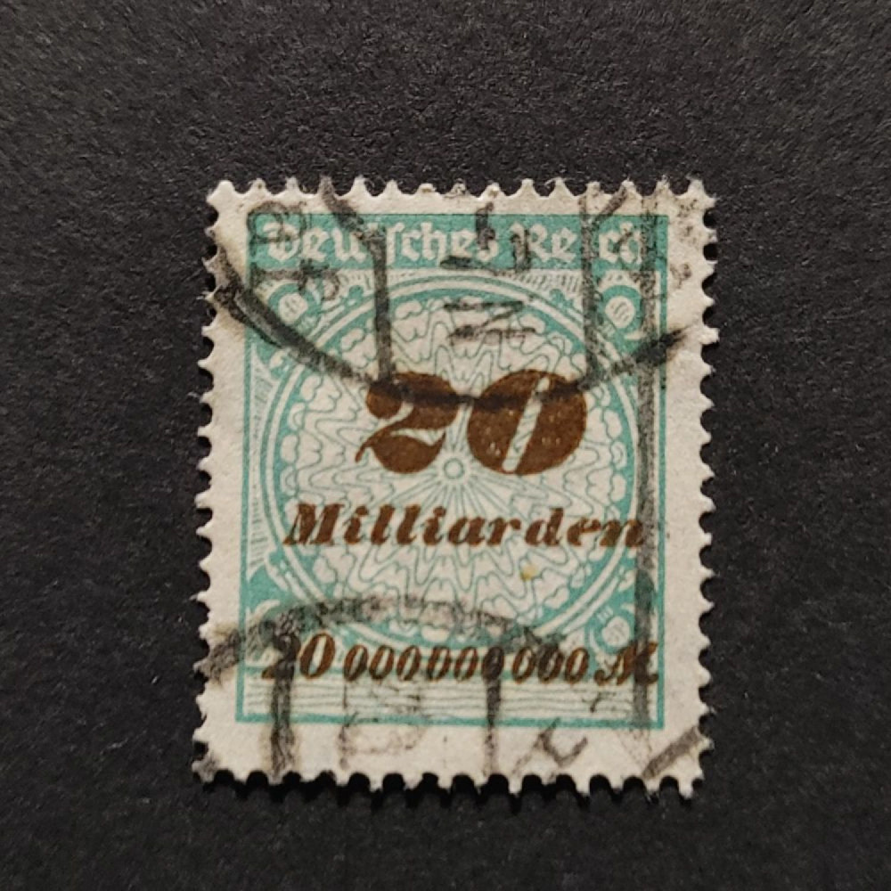 Sello Imperio Alemán (Deutsches Reich), Mi.329 (SG  ), Usado #, 20Bi.Mk.