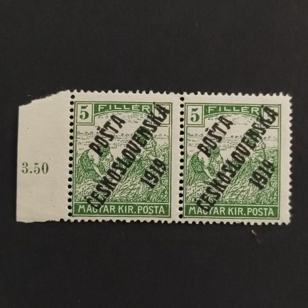 Pareja Checoslovaquia PČ 1919 , 5f, Mi.122, MNH** 