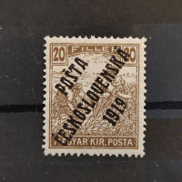 Známka ČSR PČ 1919 , 20f, Pof.107*, I. typ přetisku 
