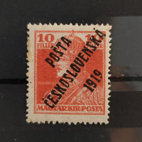 Známka ČSR PČ 1919 , 10f, Pof.119*, I. typ přetisku 