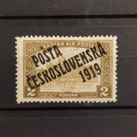 Známka ČSR PČ 1919 , 2K, Pof.115*, III. typ přetisku 
