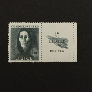 5. výročí vyhlazení Lidic - 1,60 Kčs modročerná