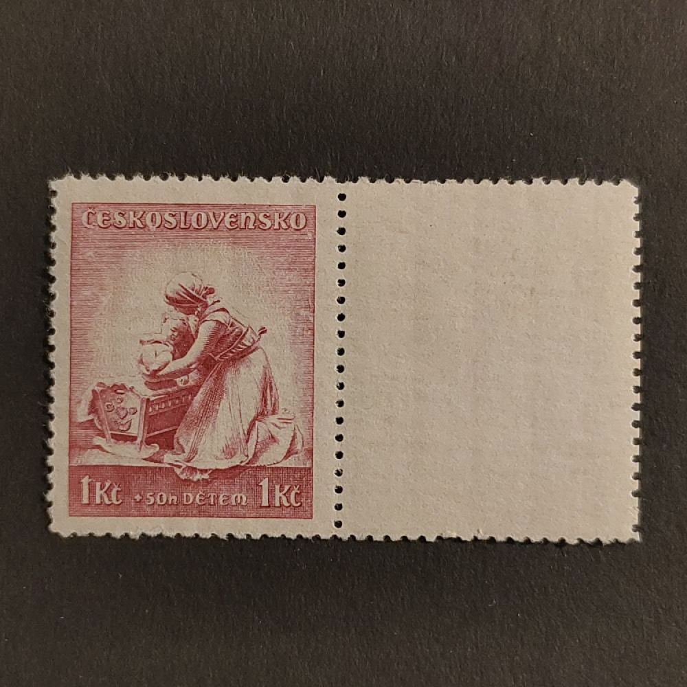Briefmarke mit Ziefeldern Tschechoslowakie, 1 Kč + 50h, Mi.362** 