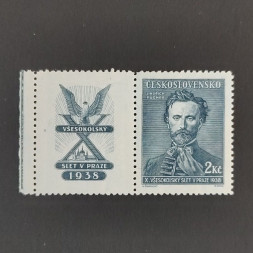 Briefmarke mit Ziefeldern Tschechoslowakie, 2 Kč, Mi.397* 