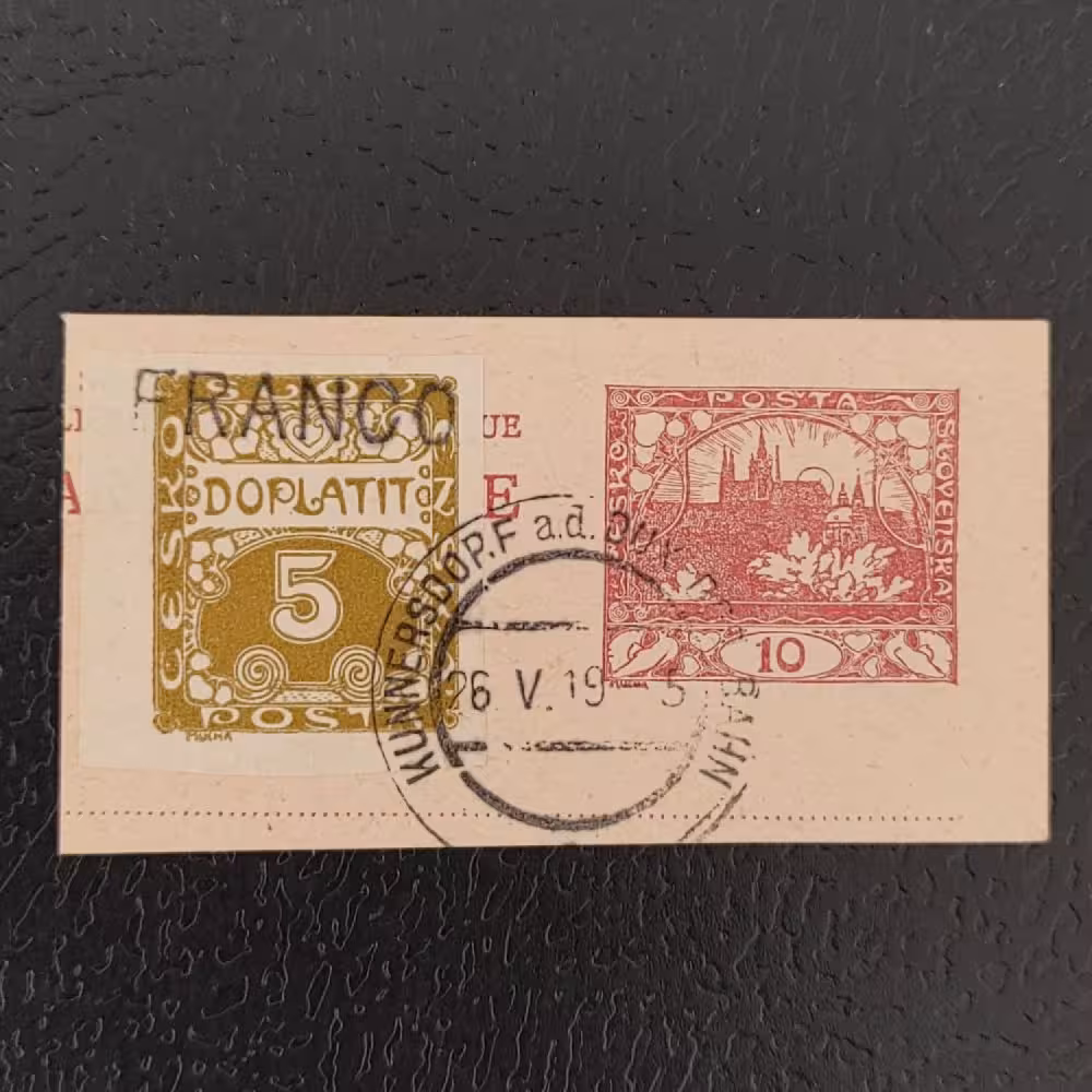 Recorte Checoslovaquia, Mi.1 (Pof. DL1), Usado #, 5h
