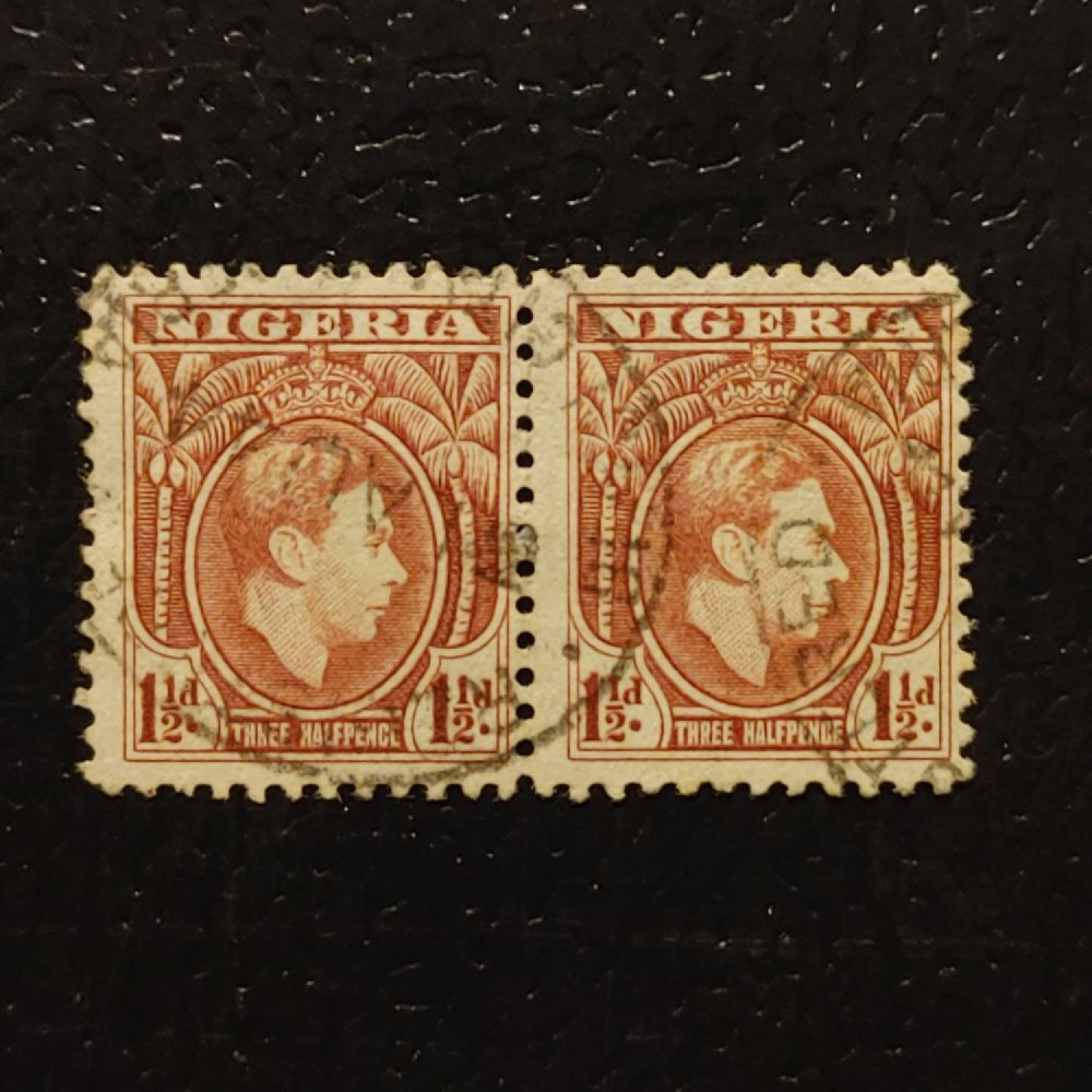 Pareja Nigeria, SG51 (Mi. 49A), Usado #, 1 1/2 d